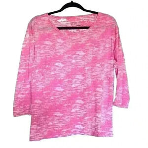 Betsey Johnson Performance Sz‎ M Pink Burnout 3/4 Sleeve Top Activewear